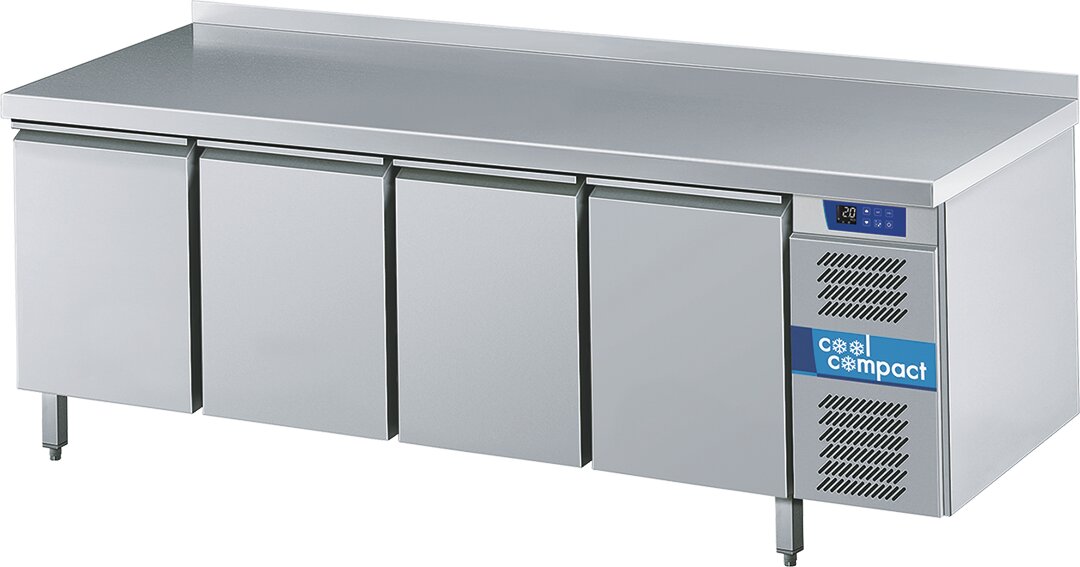 Umluft-Kühltisch 4 Türen / je 9 x GN 1/1 / mit Aufkantung hinten