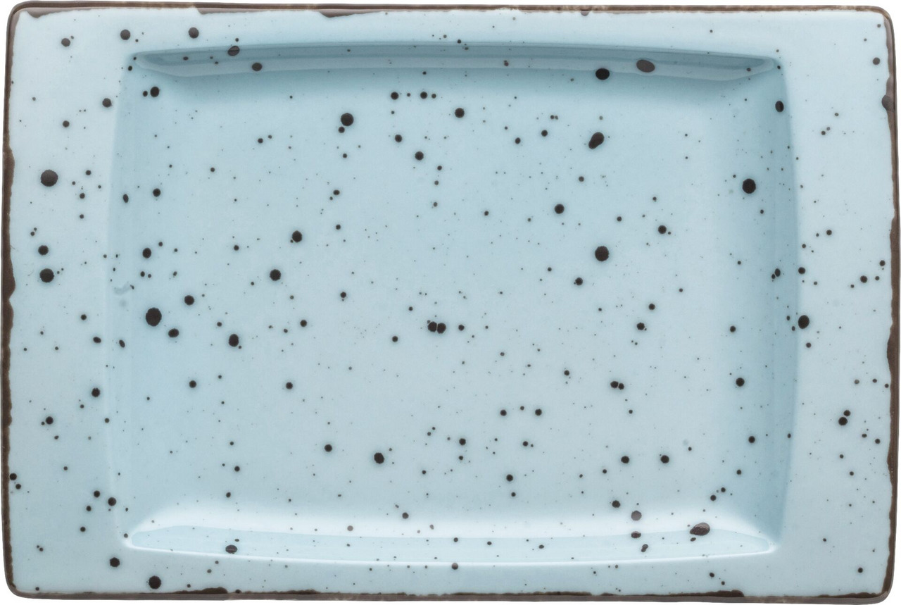 Platte flach eckig "Granja" aqua 18 x 12 cm