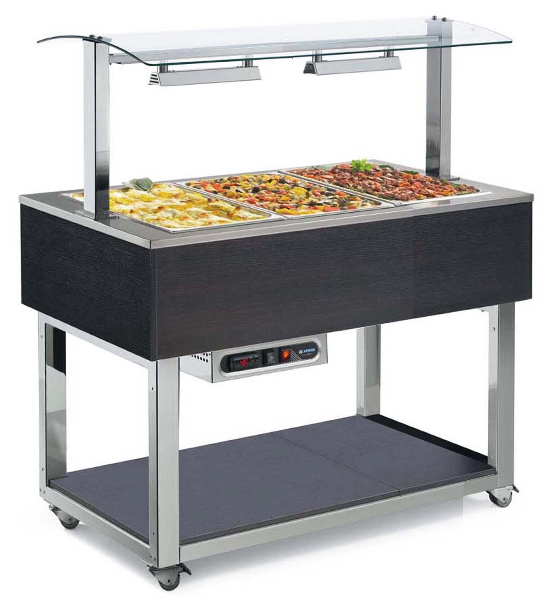 Büfett-Element Bain-Marie Wanne 1169 mm GN 3/1 Vollverkleidung Wenge