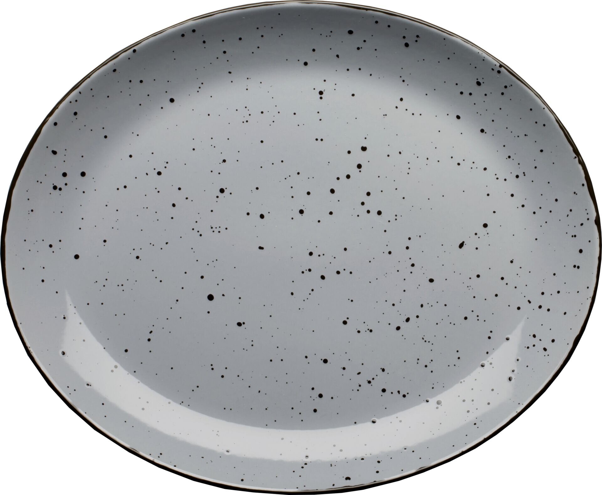 Porzellanserie "Granja" grau Platte flach oval, 30,5 x 25,5 cm