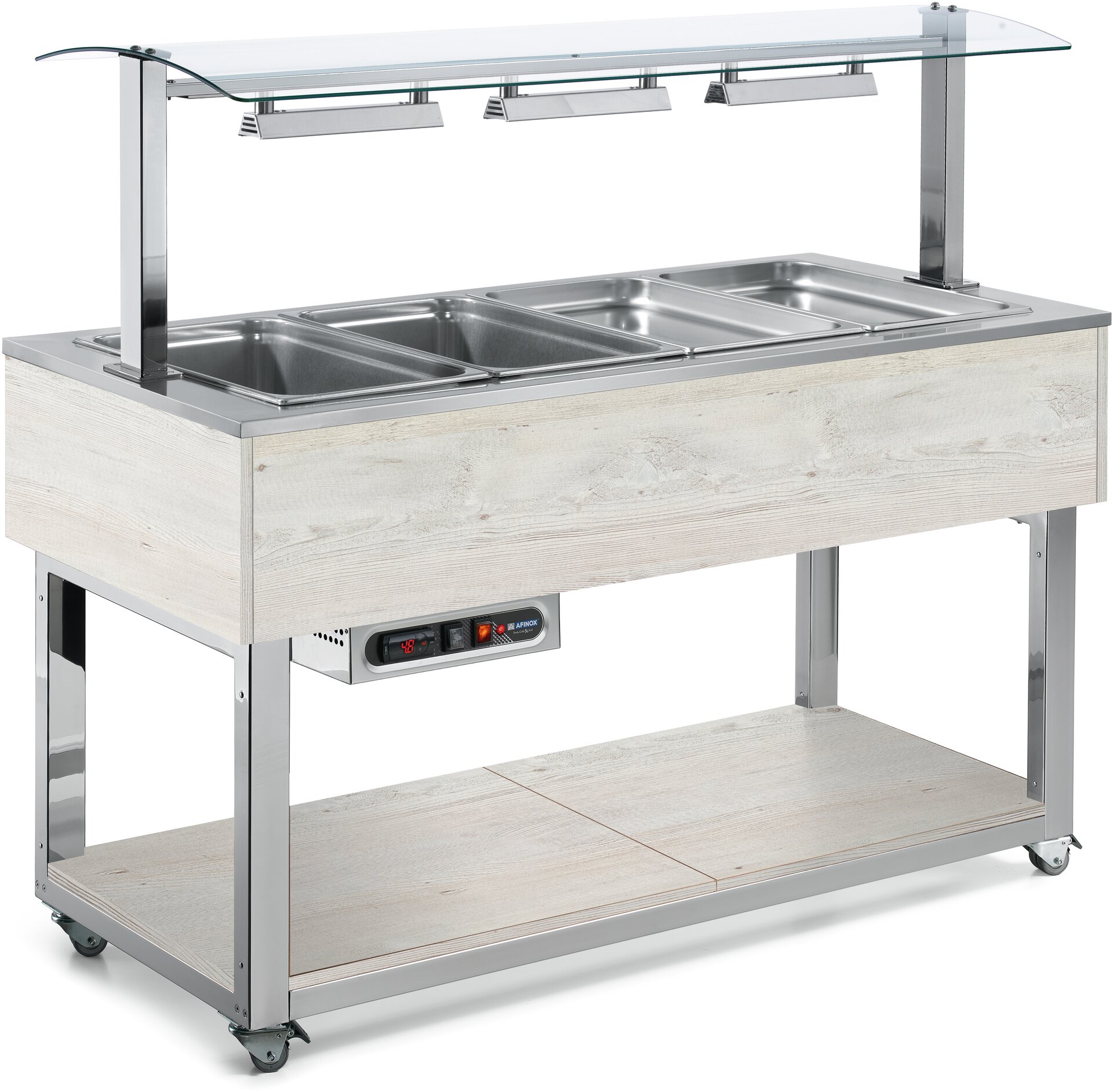 Büfett-Element Bain-Marie Wanne 1494 mm GN 4/1 Vollverkleidung Hemlock