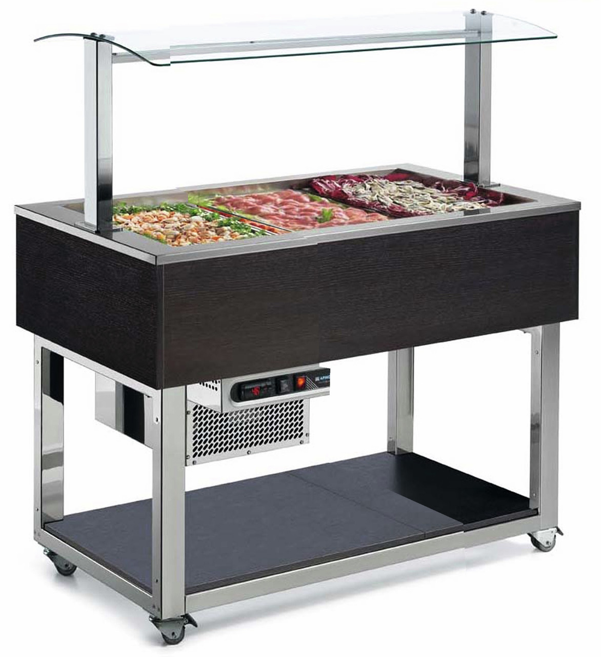 Büfett-Element gekühlte Wanne 1169 mm GN 3/1 Vollverkleidung Wenge