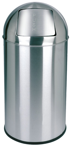 Abfallbehälter, mit Push-Deckel, 40,0 l, rund,Edelstahl poliert