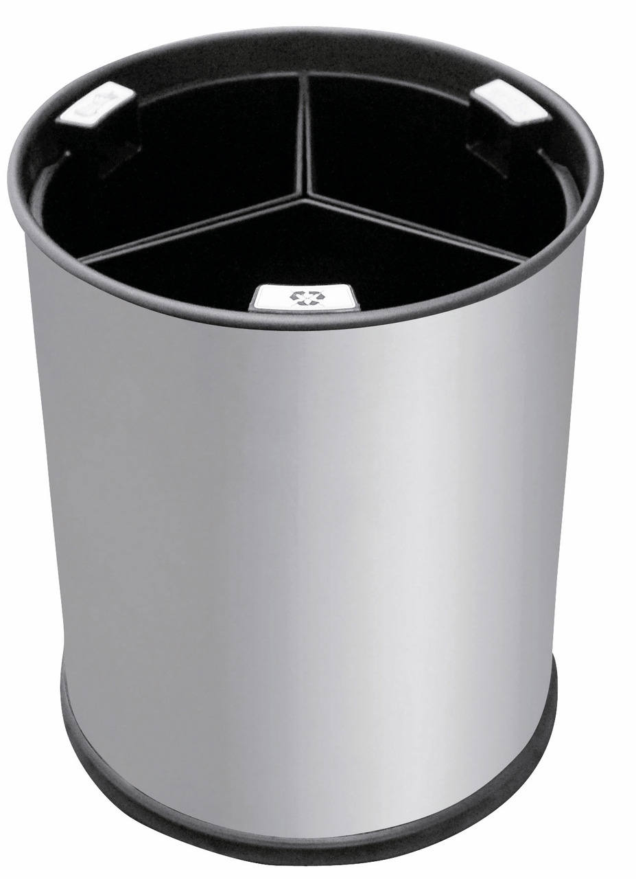 Abfallbehälter, mit Trennsystem, 13,0 l, rund, Edelstahl matt
