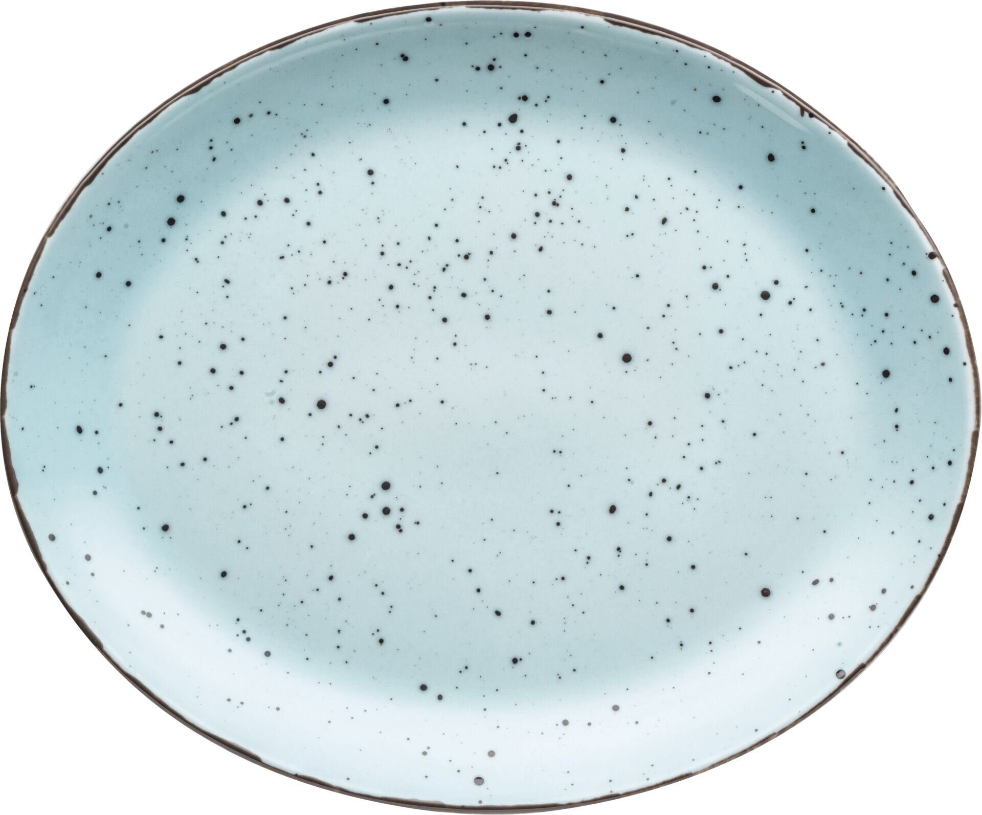 Porzellanserie "Granja" aqua Platte flach oval, 30,5 x 25,5 cm