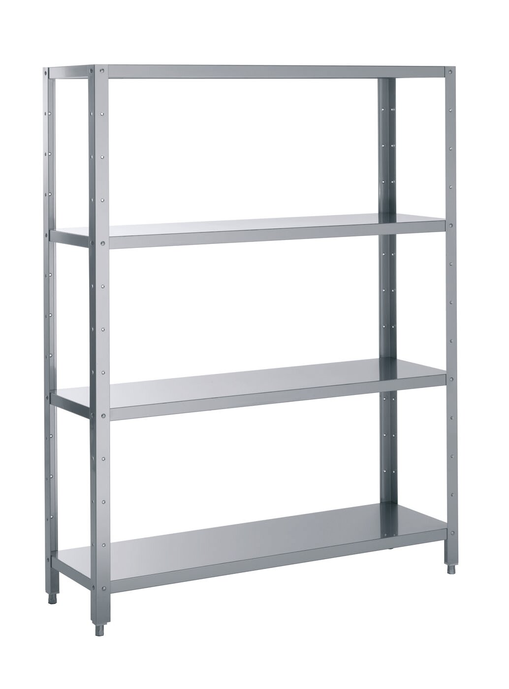Edelstahl-Regal 4 glatte Abstellflächen 1000 x 480 x 2000 mm
