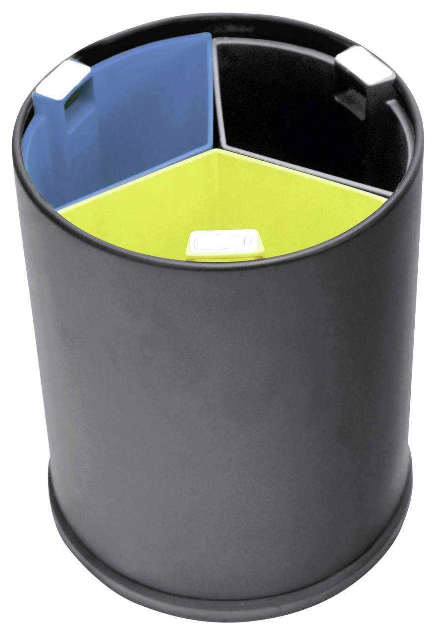 Abfallbehälter, mit Trennsystem, 13,0 l, rund, Metall schwarz