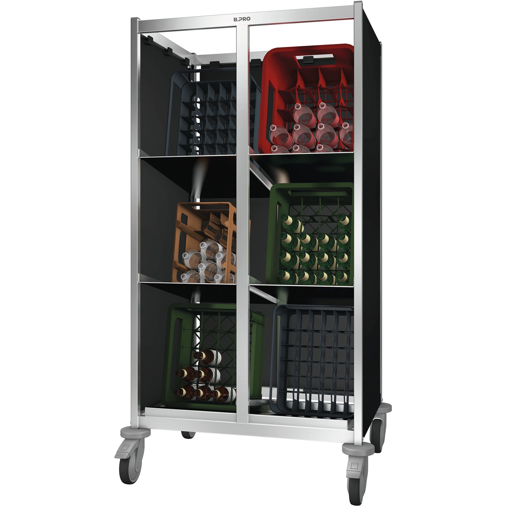 Transportwagen für Getränkekisten / 2-teilig für 6 Getränkekisten