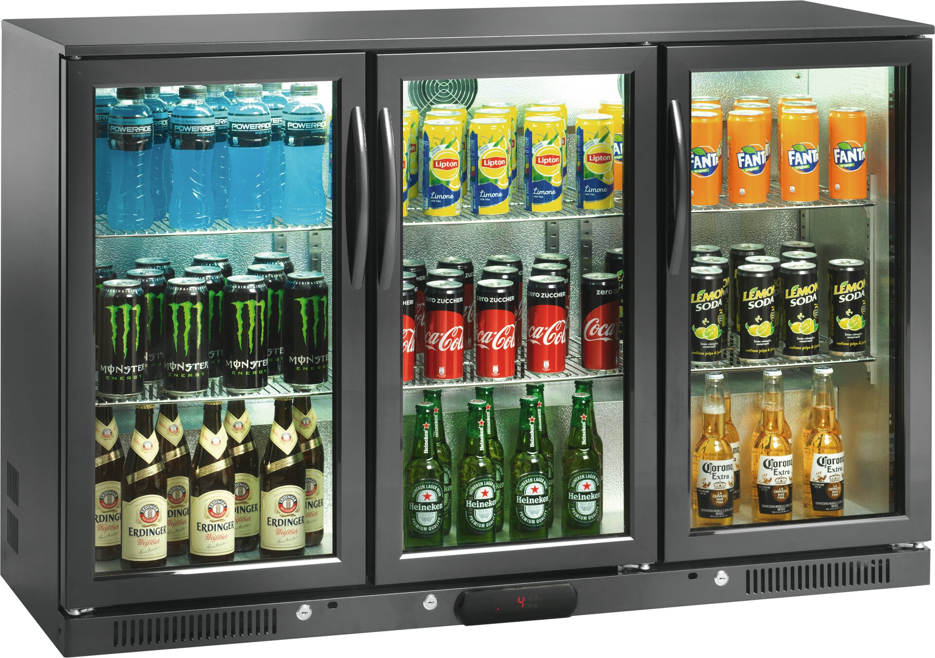 Flaschenkühlschrank 320 l 3 Flügeltüren 6 Roste